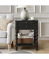 Hulala Home Eteria Traditional 26" Tall End Table with Soild Wood
