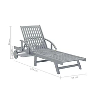 vidaXL Patio Sun Lounger Gray Solid Acacia Wood