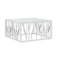 vidaXL Coffee Table 31.5"x31.5"x15.7" Stainless Steel and Glass