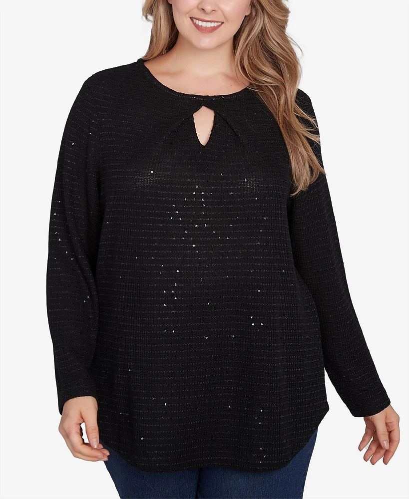 Ruby Rd. Plus Diamond Detail Sequin Knit Top