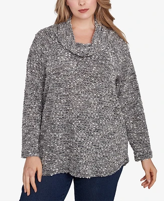 Ruby Rd. Plus Cowl Neck Cozy Boucle Knit Top