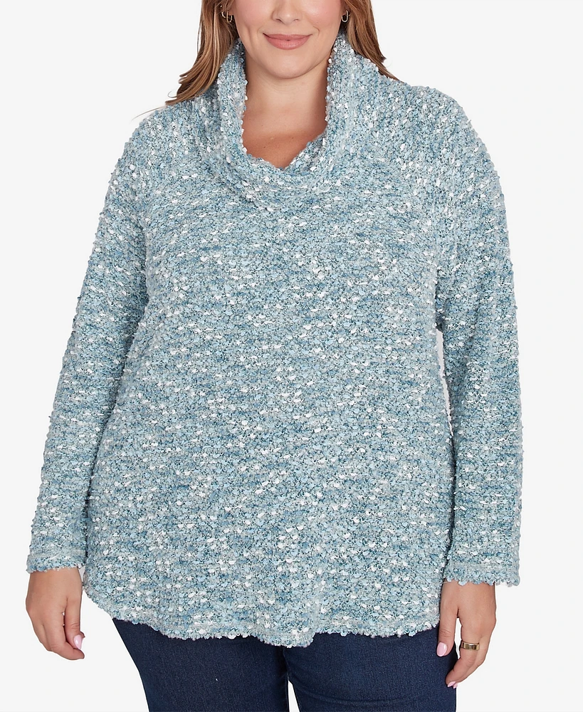 Ruby Rd. Plus Size Cowl Neck Cozy Boucle Knit Top