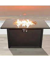 Mondawe 25" H x 42" W Steel Outdoor Fire Pit Table with Lid