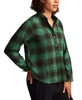 Lucky Brand Women's Cotton Clyde Plaid Boyfriend Shirt