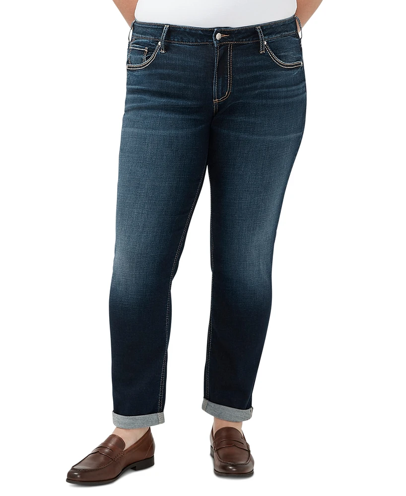 Silver Jeans Co. Plus Mid Rise Slim Leg Cuffed Boyfriend