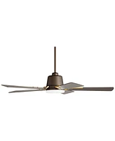 Casa Vieja 54" Desteny Modern Indoor Ceiling Fan with Led Light Remote Control Bronze Brass Wood Blades Opal Etched Glass Dimmable Living Room Kitchen