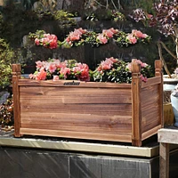 Unho Wood Planter Box Outdoor Garden Rectangular Planter Flowers Box Raised Bed