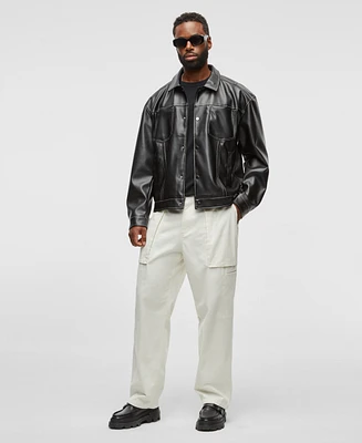 Mode of One Men's Faux-Leather Trucker Jacket, Exclusively at Macy's