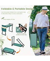 Costway Garden Kneeler and Seat, Foldable Garden Stool Heavy Duty Gardening Bench