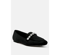 Rag & Co Kyari Velvet Diamante Strap Loafers