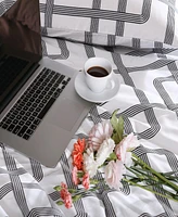 City Scene Mainline Microfiber Black & White 2 Piece Duvet Cover Set-Twin