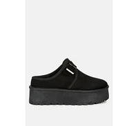 London Rag Mayfield Buckle Strap Fur Platform Classic Slip-On