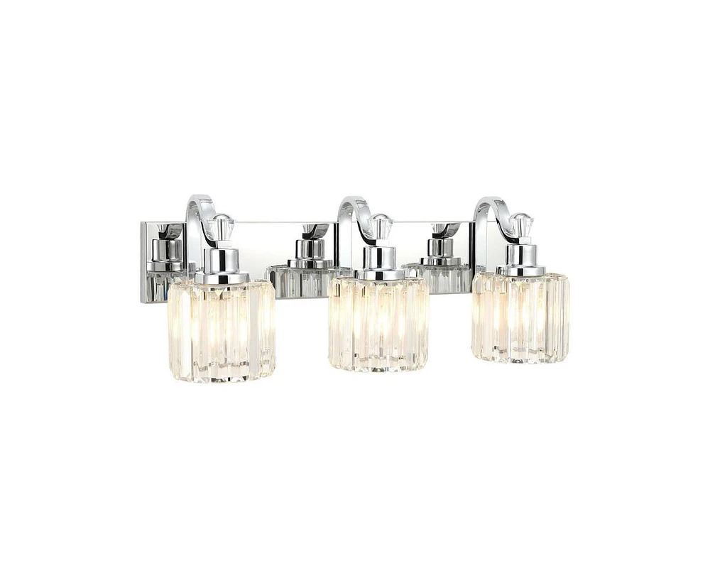 gaomon Led Modern Crystal Bathroom Vanity Lights Over Mirror, Chrome Bathroom Light Fixtures Wall Light (3