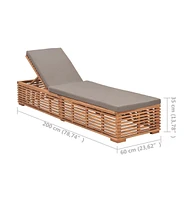 vidaXL Sun Lounger with Dark Gray Cushion Solid Teak Wood