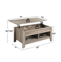 Yaheetech Shaker Design Lift Top Coffee Table with Storage & 2 Open Shelves