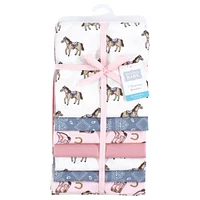 Hudson Baby Girls Cotton Flannel Receiving Blankets Bundle, Cowgirl, One Size
