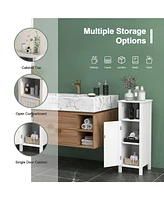 Gymax Bathroom Floor Storage Cabinet Free Standing w/ Single Door Adjustable Shelf