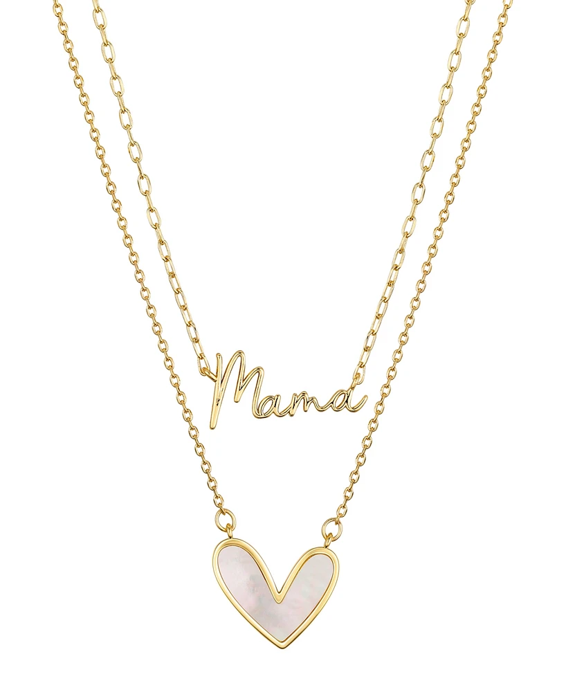 Unwritten Mother of Pearl Heart "Mama" Layered Pendant Necklace Set