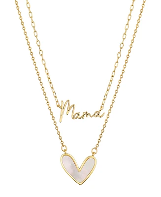 Unwritten Mother of Pearl Heart "Mama" Layered Pendant Necklace Set