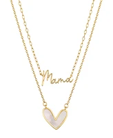 Unwritten Mother of Pearl Heart "Mama" Layered Pendant Necklace Set