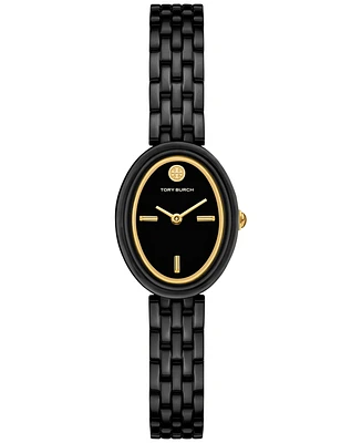 Tory Burch Women's The Oval Black-Tone Stainless Steel Bracelet Watch 28mm