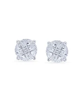 Bling Jewelry 3CT Round Solitaire Cut Cubic Zirconia Invisible Cut Stud Earrings Sterling Silver