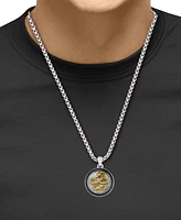 Effy Men's Black Spinel Cobra 22" Round Disc Pendant Necklace (3/8 ct. t.w) in Sterling Silver, 14k Gold-Plate, & Black Rhodium-Plate