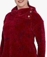 Ruby Rd. Petite Split Cowl Neck Chenille Jacquard Knit Top