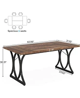 Tribesigns 63 L x31W x 30 H Executive Desk, Farmhouse Wood Computer Desk, Large Home Offcie Table with Metal Frame