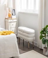 Slickblue Storage Bench with Wood Legs for Living Room and Bedroom Stylish Indoor Seating Solution