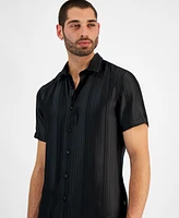 Guess Men's Liam Relaxed-Fit Textured Stripe Button-Down Shirt