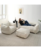 Maison Boucle Set Of 3 Teddy Fabric Bean Bag Set,Living Room Set-Maison