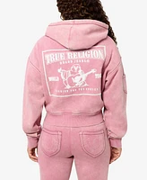 True Religion Women's Washed Old Multi Logo Hoodie