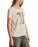 Lucky Brand Women's Cotton Flower Boots Classic Crewneck Tee