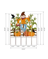 Glitzhome 41.5"H Fall Metal Scarecrow Corns Combo Yard Stake