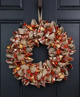 Glitzhome 18.5"D Fall Plaid Wreath