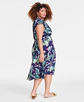 On 34th Trendy Plus Flutter-Sleeve Midi Dress, Exclusively at Macy's