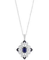 Effy Sapphire (1-1/6 ct. t.w.) & Diamond (1/3 ct. t.w.) Filigree 18" Pendant Necklace in Sterling Silver