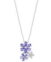 Effy Tanzanite (3 ct. t.w.) & Diamond (1/10 ct. t.w.) Flower 18" Pendant Necklace in 14k White Gold