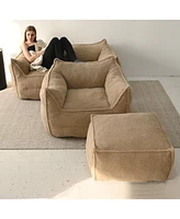 Maison Boucle Teddy Bean Bag Accent Chair Sets,Minimalist Bean Bag Arm Chair & Lounger With Ottoman-Maison Boucle