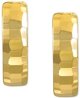 Mirror Texture Wide Oval Small Huggie Hoop Earrings in 10k Gold, 1/2"