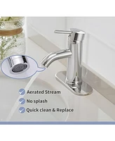 Greenspring Bathroom Sink Faucets Chrome Single Handle Lavatory Basin Bath Tap Deck Mount 1 Hole Modern Commercial Vanity Faucet Brass Lead-Free, with