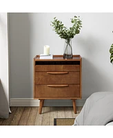 Hulala Home Mid-century Lisa 3-Drawer Nightstand with Solid Wood Legs