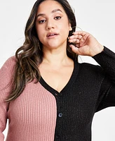 Nina Parker Trendy Plus Ribbed Button-Front Dress