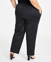 Nina Parker Trendy Plus Studded Scuba Straight-Leg Pants