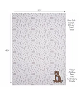 Bedtime Originals Sleepytime Bear White/Brown Soft Fleece Baby Blanket
