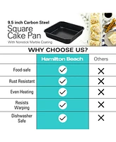 Hamilton Beach Square Cake Pan Nonstick Easy Release Carbon Steel Pan, Cookie Pan | Durable, Leak-Proof & Heavy Duty, Non-Stick & Healthy, Easy to Cle