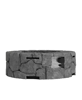 Mondawe 9'' H x 28'' W Fiber Reinforced Concrete Outdoor Fire pit(Stone Gray)Cm-1021