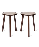 Unho 2 Pack Small Round Side Table Mid Century Tripod Plant Holder 16.5in Tall for Home Decor