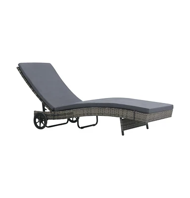 vidaXL Sun Lounger with Wheels and Cushion Poly Rattan Anthracite